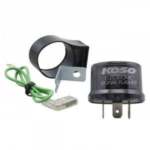 Blinkerrelais KOSO Digital, 12V, Stecker mit 3 Pins, inkl. Adapter auf 2 Pins, max. 15A