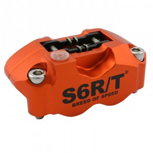 Bremssattel Stage6 R/T, vorne, geschmiedet, CNC bearbeitet, eloxiert, 4-Kolbenbremssattel, radial verschraubt, orange, 2