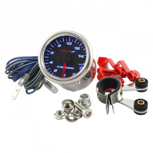 Drehzahlmesser KOSO GP Style 48, rund, analoge Anzeige, d=48x57mm, Display schwarz unterlegt, 0-14.000 U/min
