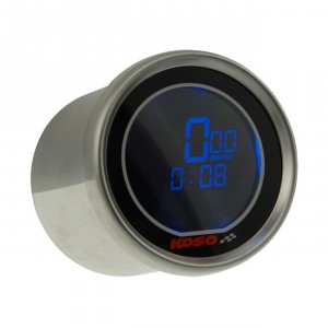 Drehzahlmesser KOSO Black LCD - RPM / 2xTEMP / CLOCK, rund, d=55x57 (schwarzes Display, blau beleuchtet)