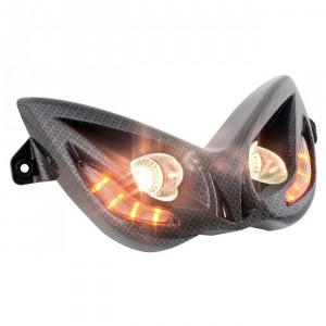Scheinwerfer STR8 Doppeloptik EVO 2, inkl. Blinkfunktion, MBK Nitro / Yamaha Aerox, carbon
