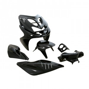 Verkleidungskit STR8 MINI, 7 Teile, Aerox/Nitro, schwarz metallic